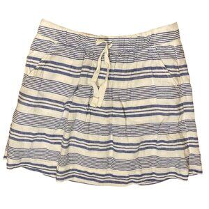 J.Crew Size 6 Blue White Striped Linen Mini Skirt Pull-On Preppy Pockets Summer